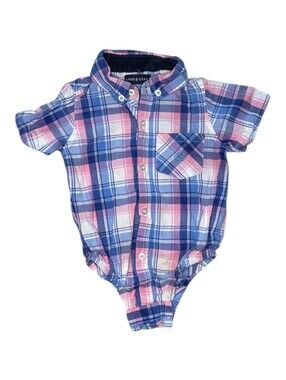 Andy & Evan Boys' Multi-Color Plaid Button-Up Shirt Bodysuit 12-18M